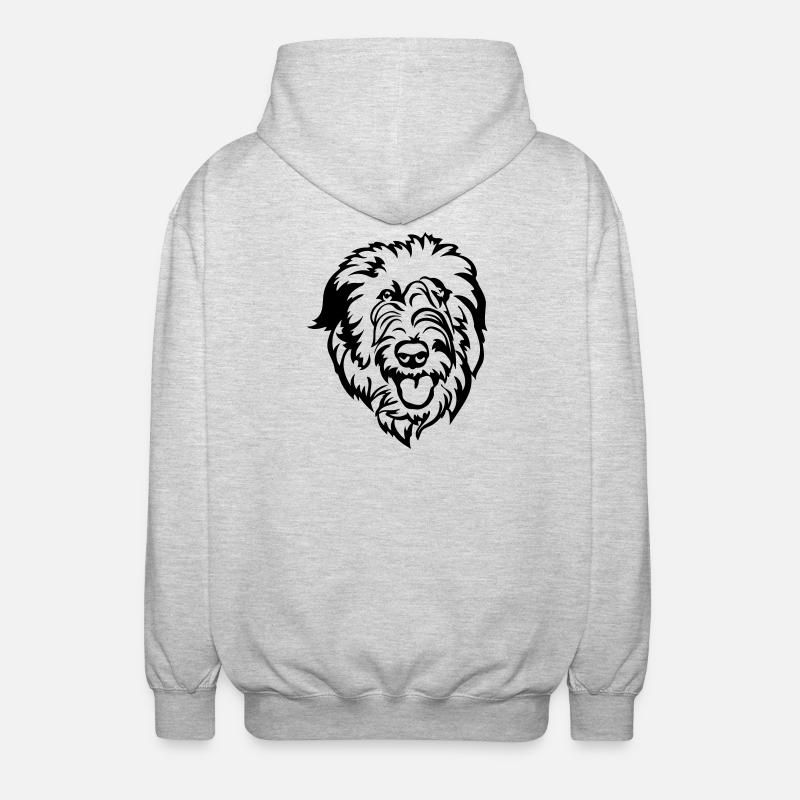 Irish Wolfhound Kopf - Unisex Kapuzenjacke - Hellgrau meliert