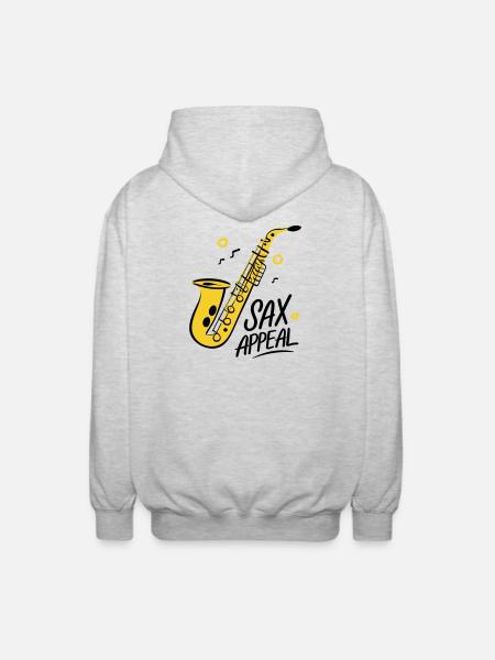 Saxophone Doré Jazz Graphique - Veste à capuche unisexe - gris clair chiné