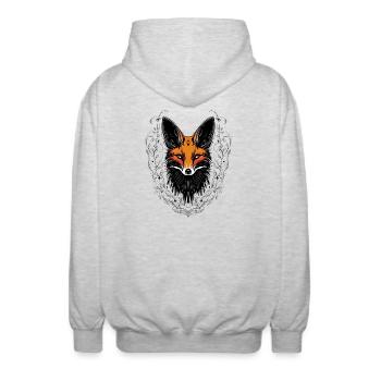 Mystischer Fuchs mit Ornamenten Natur Herbst - Unisex Kapuzenjacke - Hellgrau meliert - Hinten - AI Model Male 185 light (185cm)