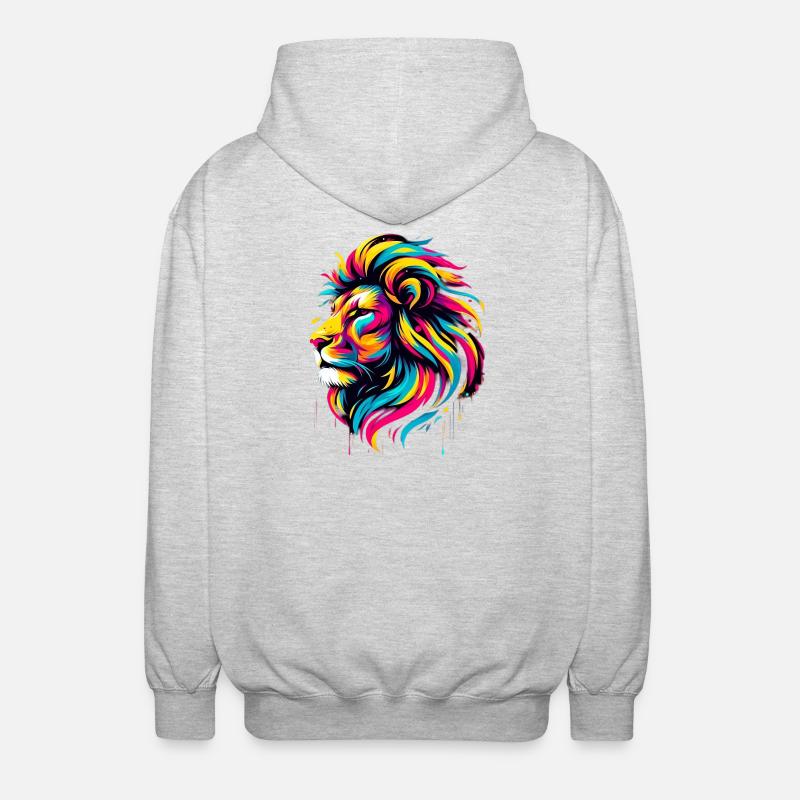 Lion - Veste à capuche unisexe - gris clair chiné