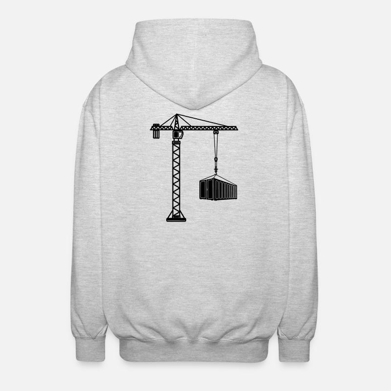 Grue de construction avec conteneur maritime - Veste à capuche unisexe - gris clair chiné