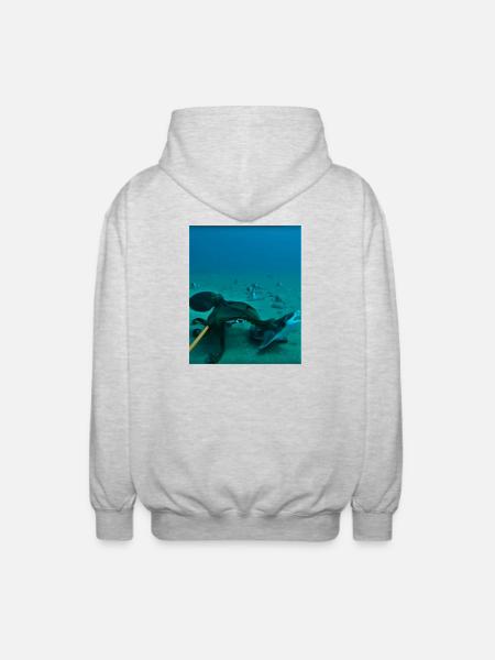 Unterwasser Kraken Rochen - Unisex Kapuzenjacke - Hellgrau meliert