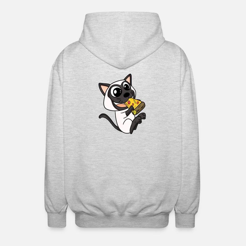 Siamese Cat Cat Pizza - Unisex Hooded Jacket - light heather grey