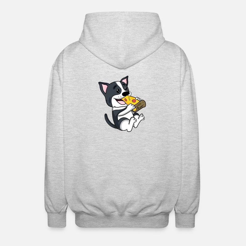 Pizza pour chien Boston Terrier - Veste à capuche unisexe - gris clair chiné