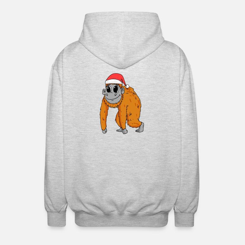Noël singe - Veste à capuche unisexe - gris clair chiné