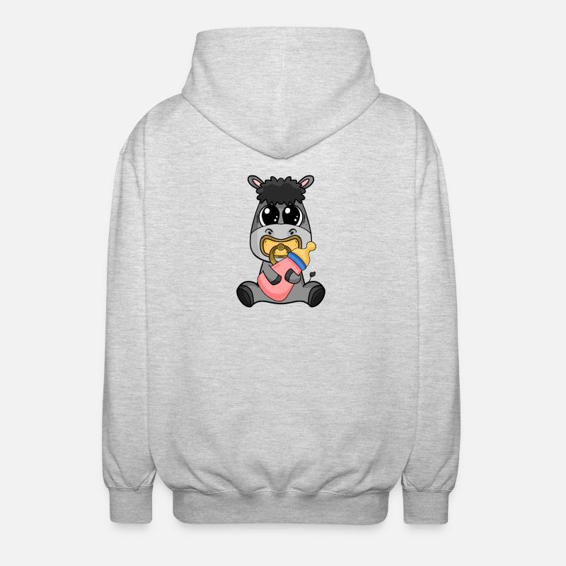 Motif de bébé âne - Veste à capuche unisexe - gris clair chiné