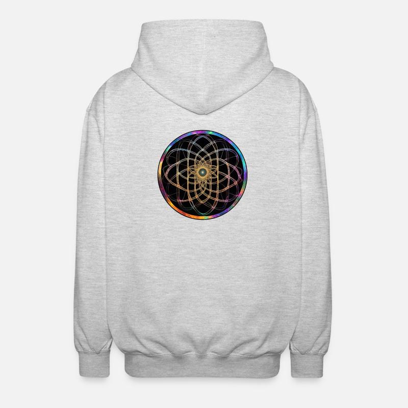 Rainbow Mandala Circle Pattern - Unisex Hooded Jacket - light heather grey