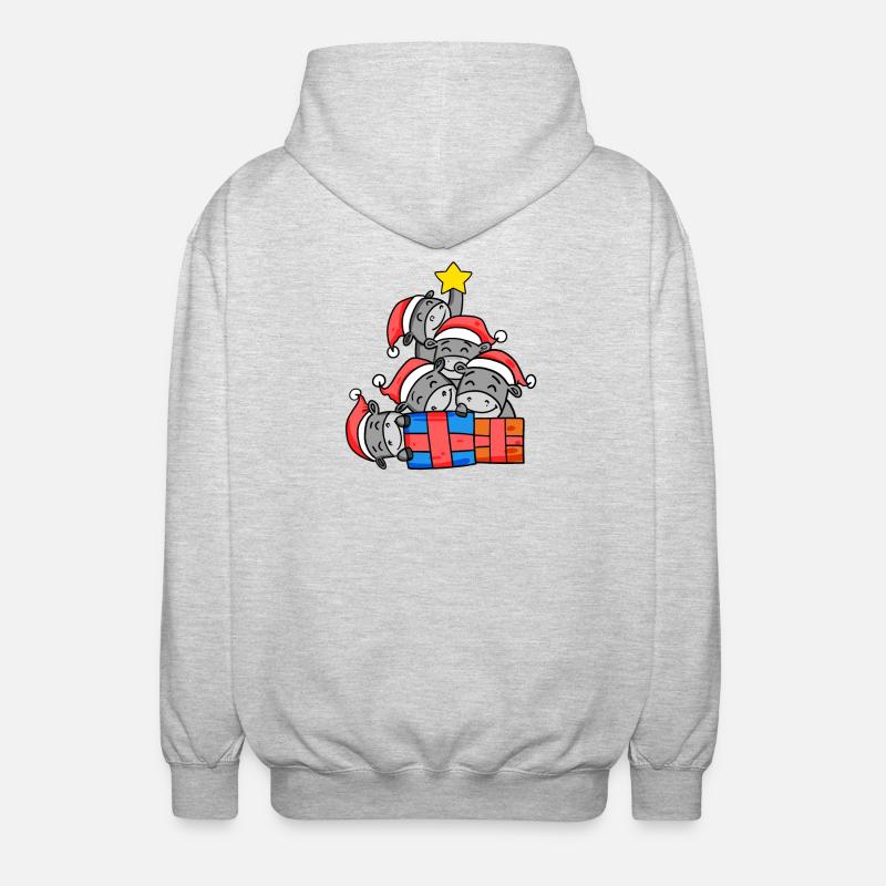Donkey Christmas Tree Christmas - Unisex Hooded Jacket - light heather grey