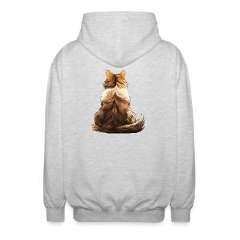 Norwegische Waldkatze - Unisex Kapuzenjacke - Hellgrau meliert - Hinten - AI Model Male 185 light (185cm)