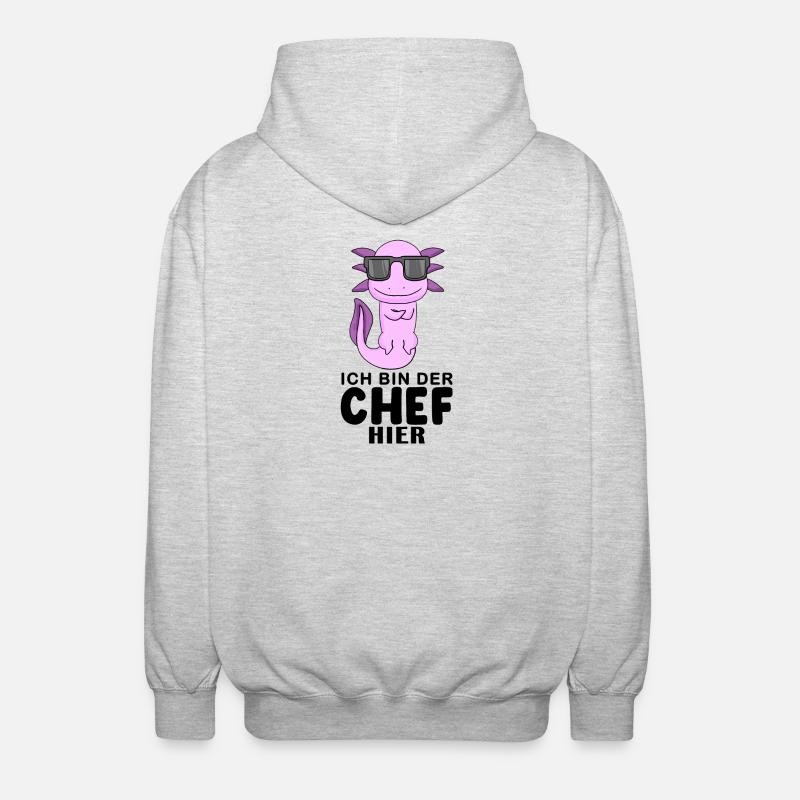 Chef Spruch mit Axolotl Motiv - Unisex Kapuzenjacke - Hellgrau meliert