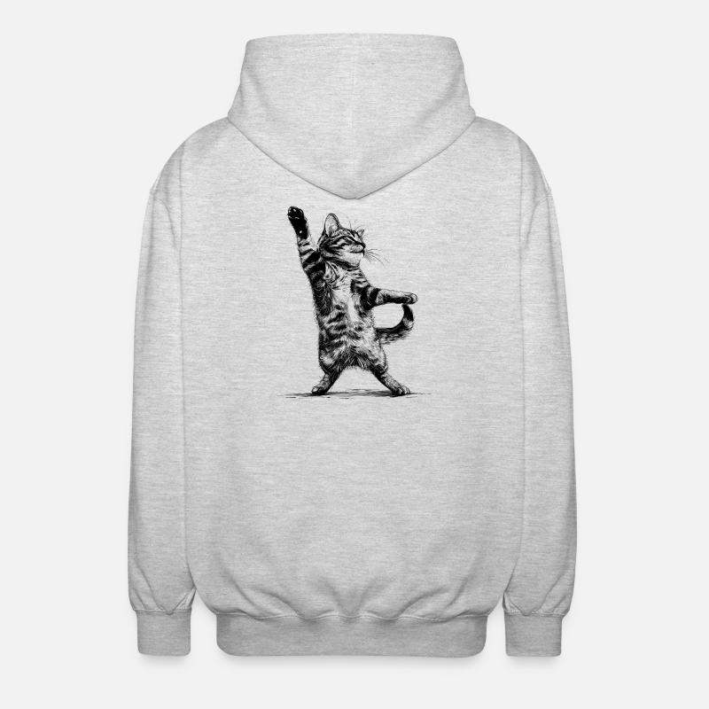 Disco-Katze - Unisex Kapuzenjacke - Hellgrau meliert