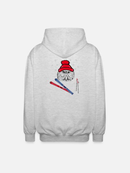 Skispringer, Wintersport - Unisex Kapuzenjacke - Hellgrau meliert