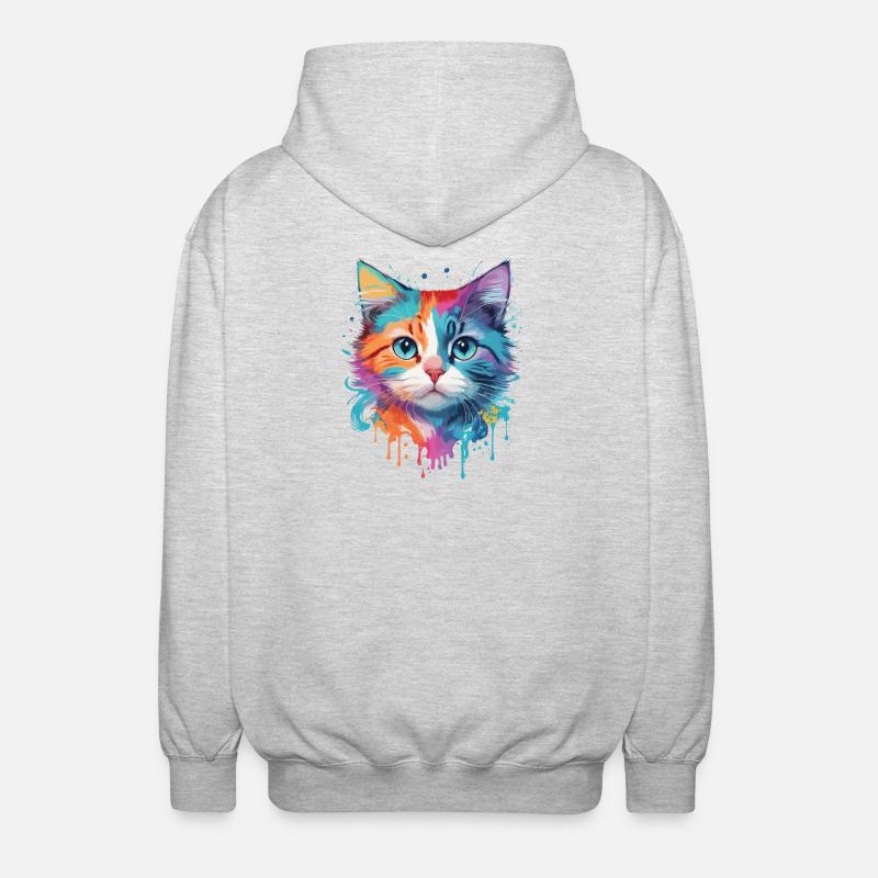 Chat mignon - Veste à capuche unisexe - gris clair chiné