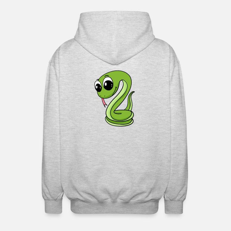 Serpent vert mignon - Veste à capuche unisexe - gris clair chiné