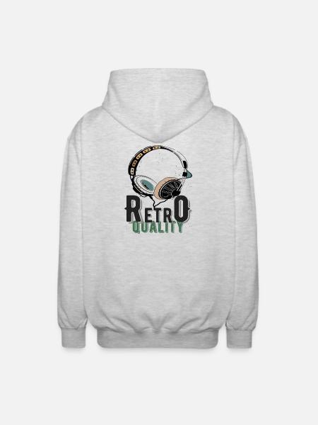 Headphones Music Retro - Unisex Hooded Jacket - light heather grey