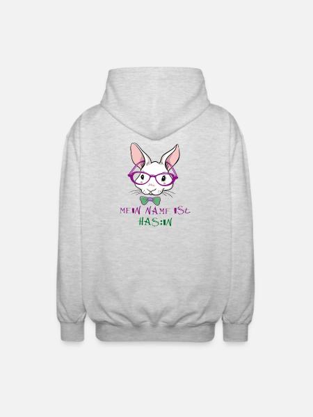 Bunny with Easter sunglasses - Unisex Hooded Jacket - light heather grey