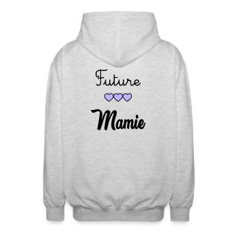 ZUKÜNFTIGE OMA - Unisex Kapuzenjacke - Hellgrau meliert - Hinten - AI Model Male 185 light (185cm)