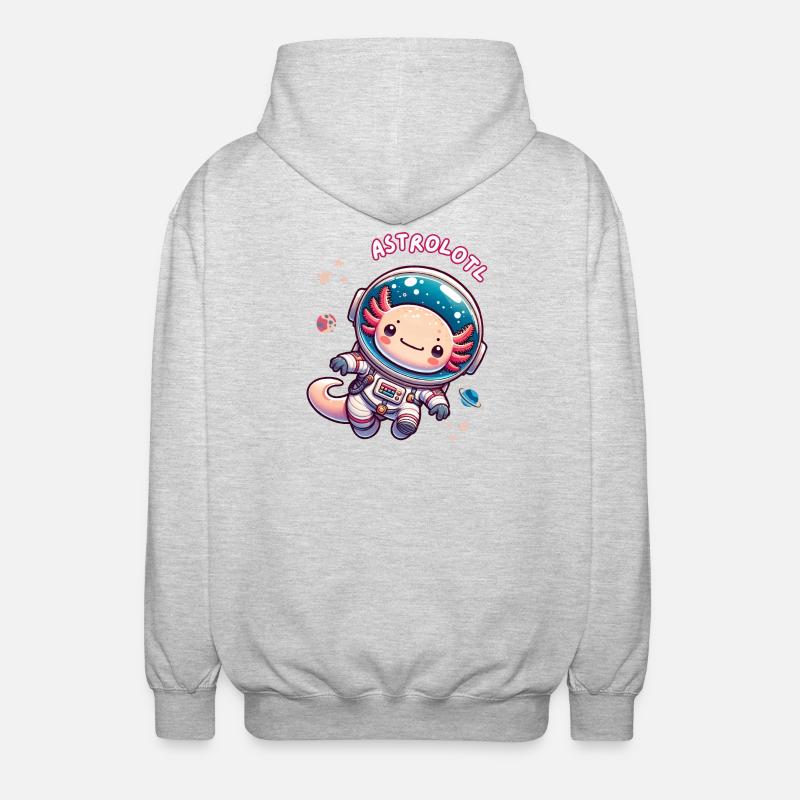 Astronaute axolotl dans l’espace - Kawaii Art - Veste à capuche unisexe - gris clair chiné