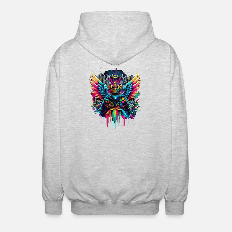 Gaming King Controller Wings Graffiti - Unisex Hooded Jacket - light heather grey