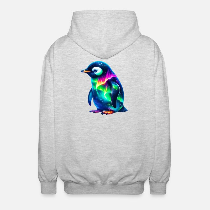 Aurora Borealis Pinguin - Unisex Kapuzenjacke - Hellgrau meliert