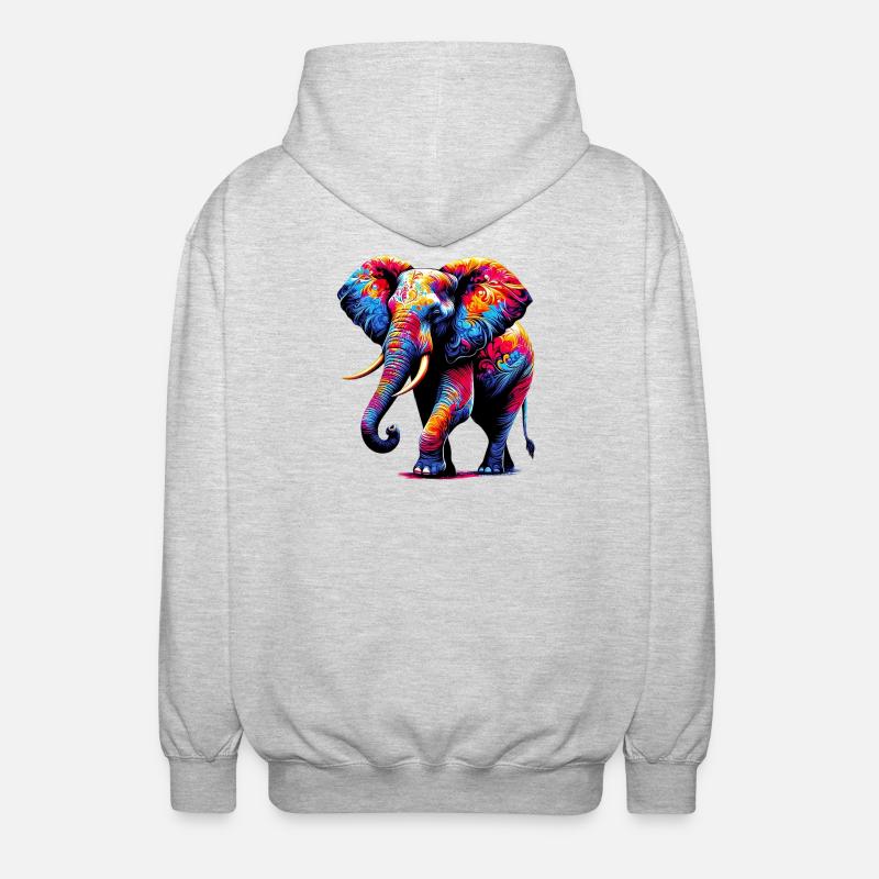 Éléphant - Veste à capuche unisexe - gris clair chiné