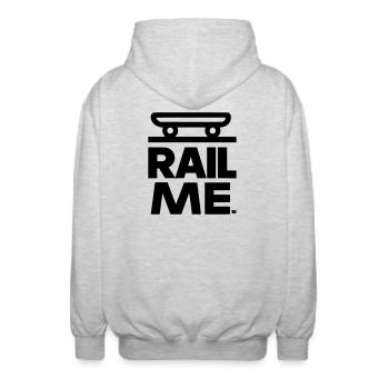 Rail - skateboard - Unisex Hooded Jacket - light heather grey - Back - AI Model Male 185 light (185cm)