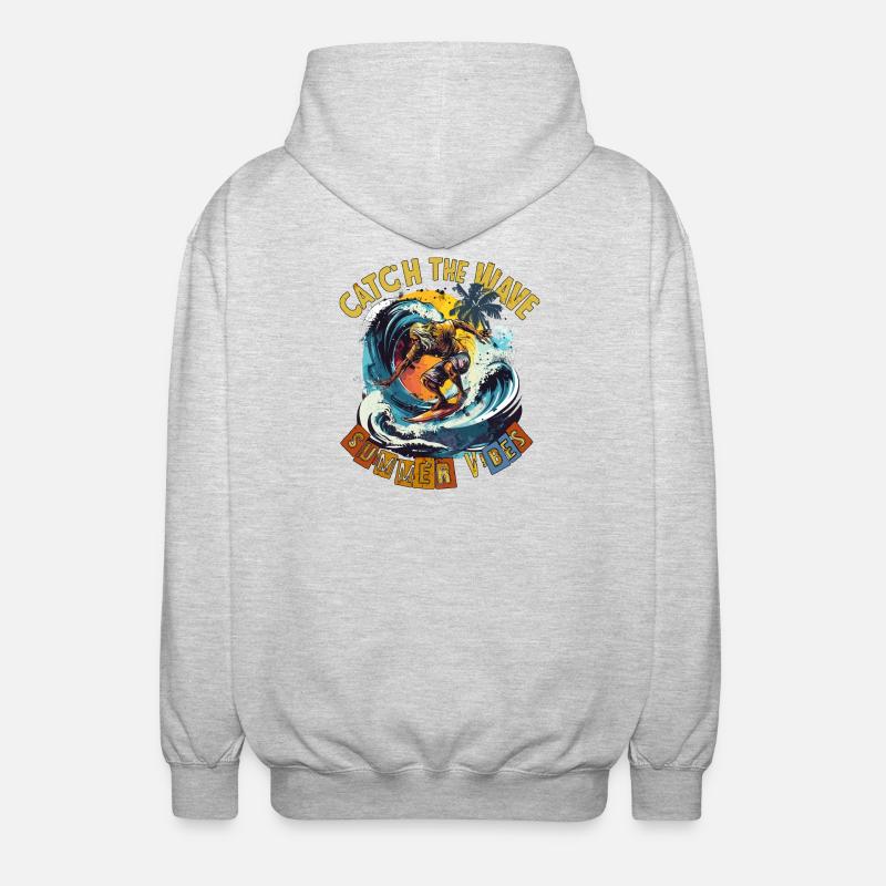 Catch the Wave Surf Retro - Unisex Kapuzenjacke - Hellgrau meliert