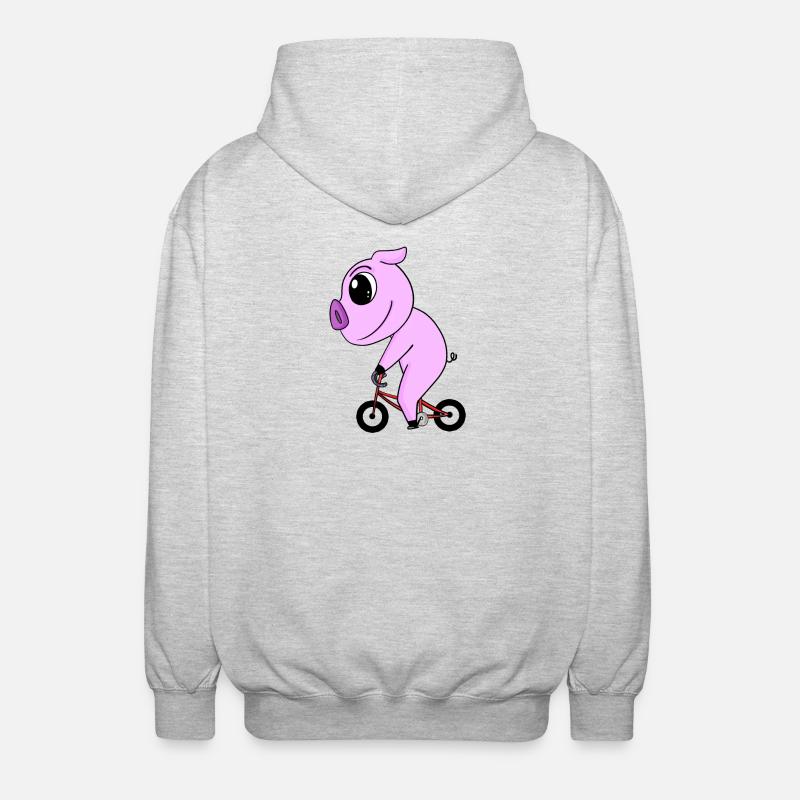 Pig Bicycle - Unisex Hooded Jacket - light heather grey