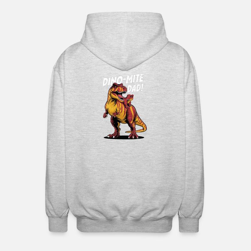 Dino-Mite Dad - T-Rex Power - Unisex Hooded Jacket - light heather grey