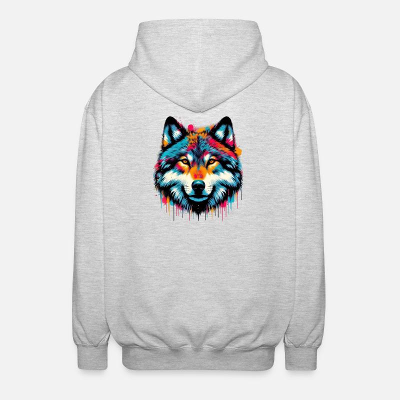 Wolf - Unisex Hooded Jacket - light heather grey