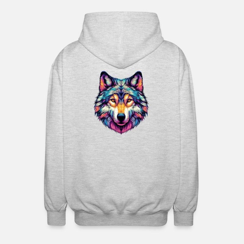 Wolf - Unisex Hooded Jacket - light heather grey