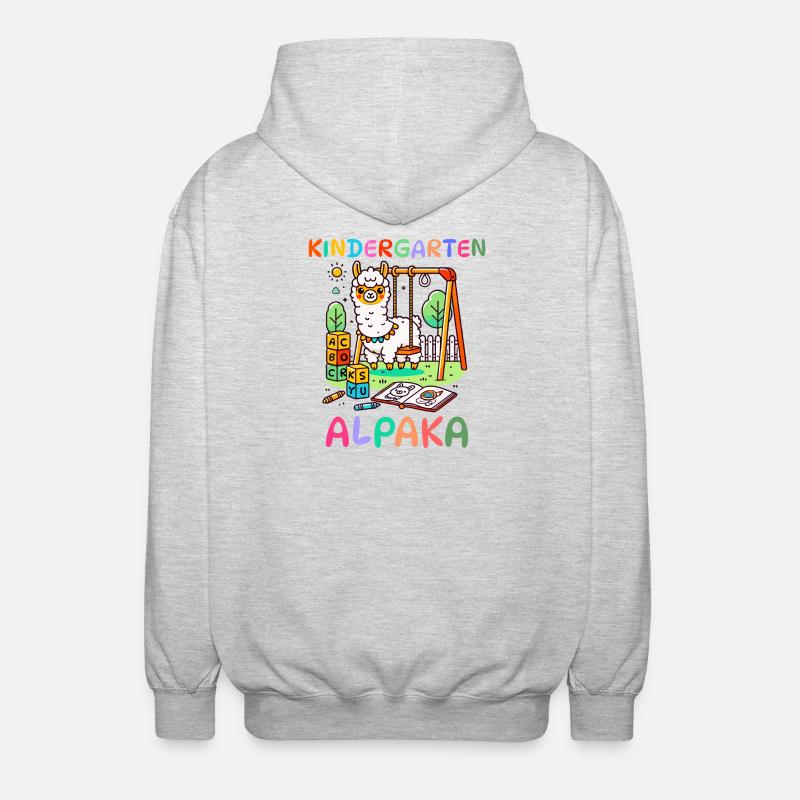 Süßes Kindergarten Alpaka Kinder Geschenk - Unisex Kapuzenjacke - Hellgrau meliert