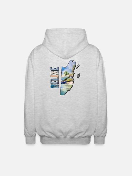 Carte à l’aquarelle Belize - Veste à capuche unisexe - gris clair chiné