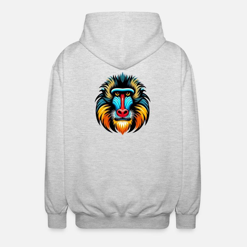 Mandrill monkey - Unisex Hooded Jacket - light heather grey