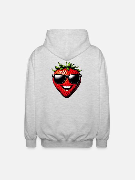 Strawberry with Sunglasses - Unisex Hooded Jacket - light heather grey
