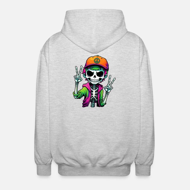 Mignon dessin animé squelette garçon - Veste à capuche unisexe - gris clair chiné