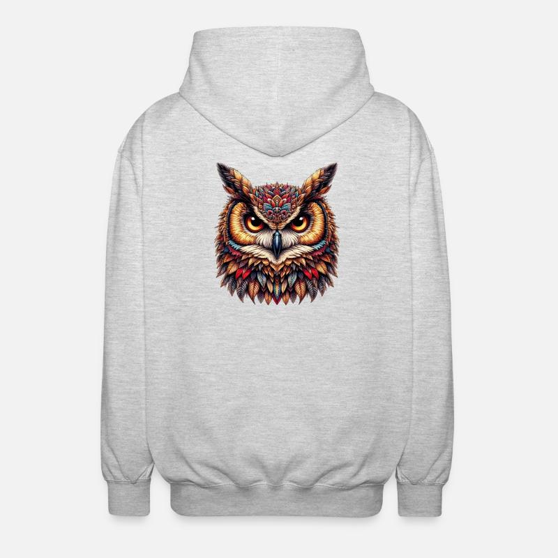 Eule - Unisex Kapuzenjacke - Hellgrau meliert