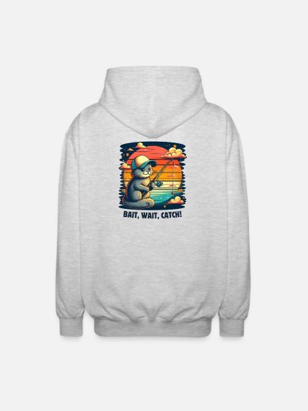 Fishing. Bait, wait, catch! - Unisex Hooded Jacket - light heather grey