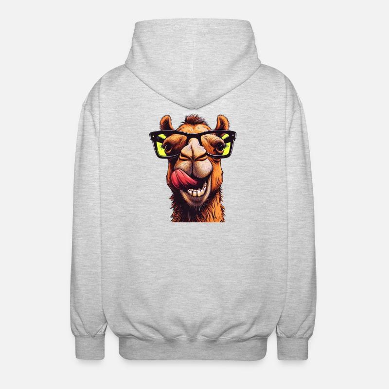 Camel avec lunettes de soleil - Veste à capuche unisexe - gris clair chiné