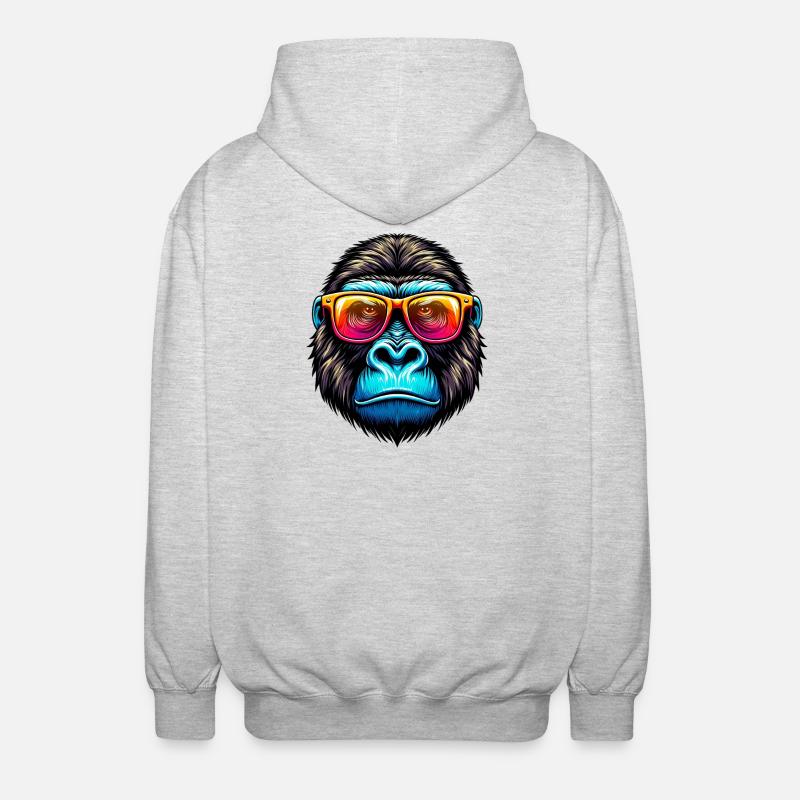 Gorillas with sunglasses - Unisex Hooded Jacket - light heather grey