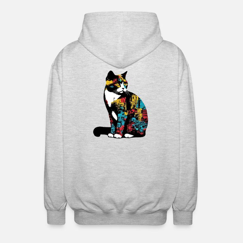 Katze - Unisex Kapuzenjacke - Hellgrau meliert