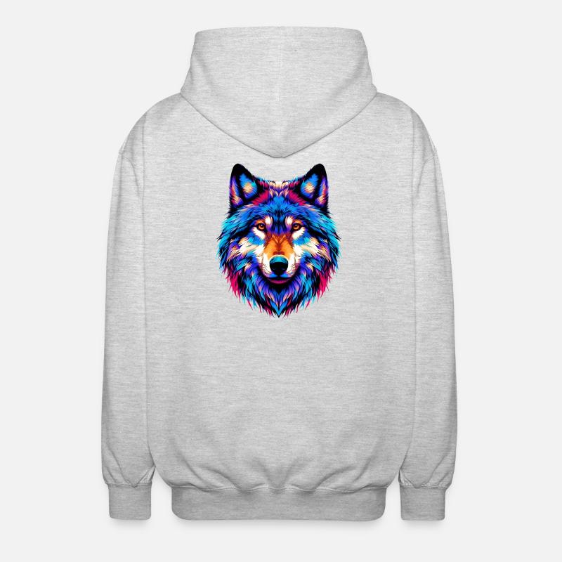 Wolf - Unisex Kapuzenjacke - Hellgrau meliert