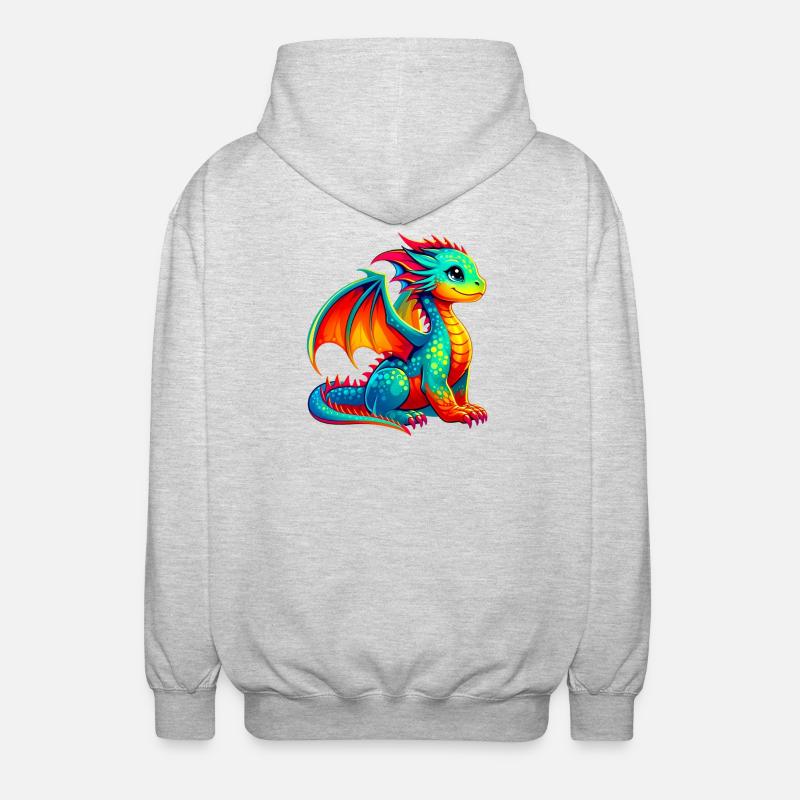 Drache - Unisex Kapuzenjacke - Hellgrau meliert