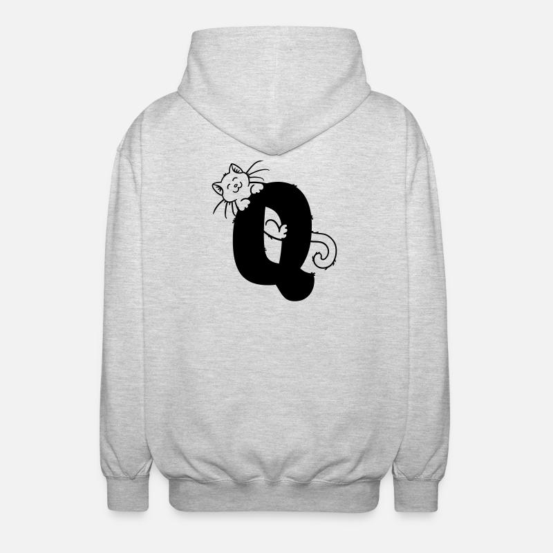 Katze Buchstabe Q - Unisex Kapuzenjacke - Hellgrau meliert