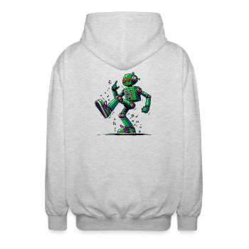 Außerirdischer außerirdischer Roboter tanzt - Unisex Kapuzenjacke - Hellgrau meliert - Hinten - AI Model Male 185 light (185cm)