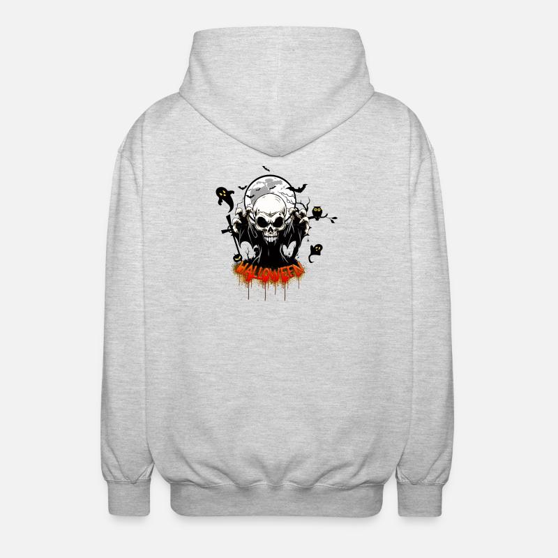 Crâne avec des dents acérées - Veste à capuche unisexe - gris clair chiné