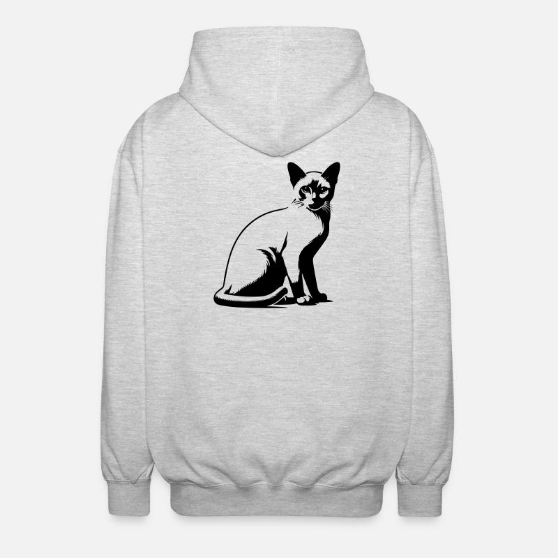 Chat birman - Veste à capuche unisexe - gris clair chiné