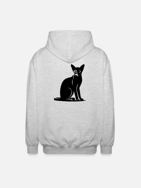 Chat abyssin - Veste à capuche unisexe - gris clair chiné
