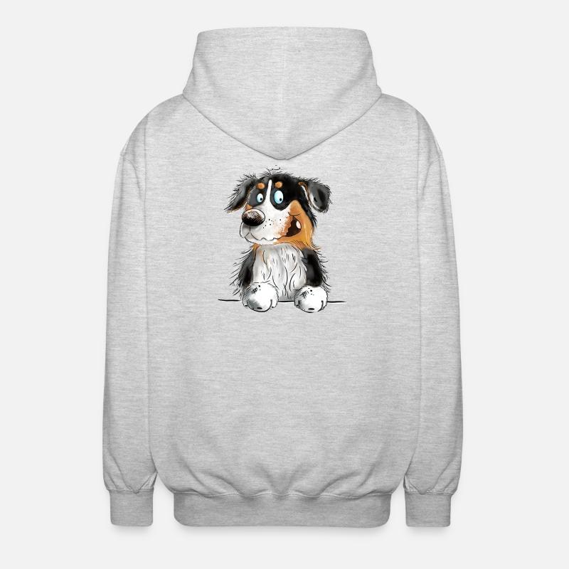 Funny Australian Shepherd Black Tri - Unisex Kapuzenjacke - Hellgrau meliert