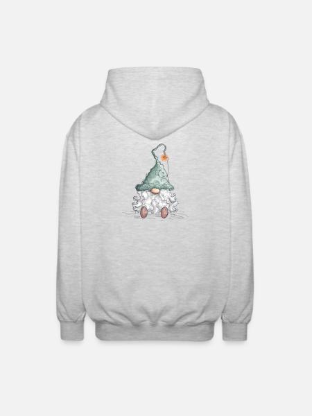 Gnome Dwarf Christmas Gnome Holidays - Unisex Hooded Jacket - light heather grey